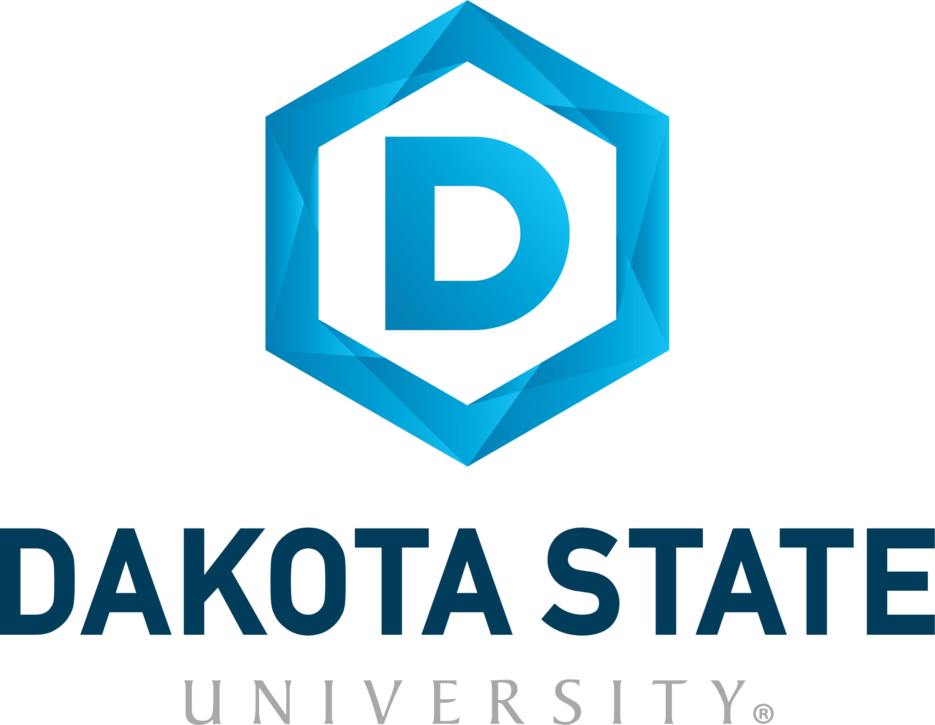 DSU University Logo Stacked Primary Blue Wordmark FC